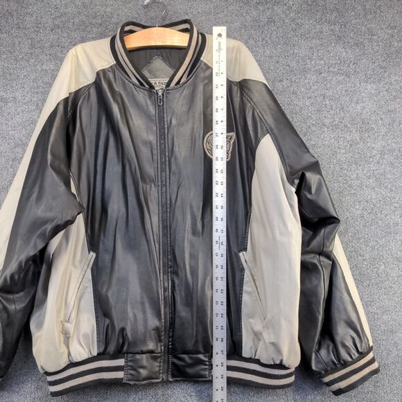 Steve & Barry's Men's Full Zip PVC Leather Varsity Jacket Black Gray XXL Baller - Picture 14 of 16